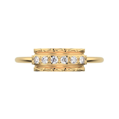 0.09 ct Round Cut Moissanite dainty Minimalist cluster textured channel infinity 14K / 18K Solid Yellow Gold everyday ring