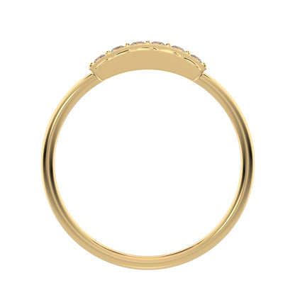 0.09 ct Round Cut Simulated Clear Diamond dainty Minimalist cluster textured channel infinity 14K / 18K Solid Yellow Gold everyday ring