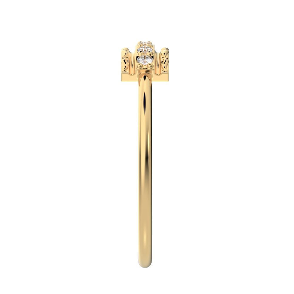 0.09 ct Round Cut Moissanite dainty Minimalist cluster textured channel infinity 14K / 18K Solid Yellow Gold everyday ring