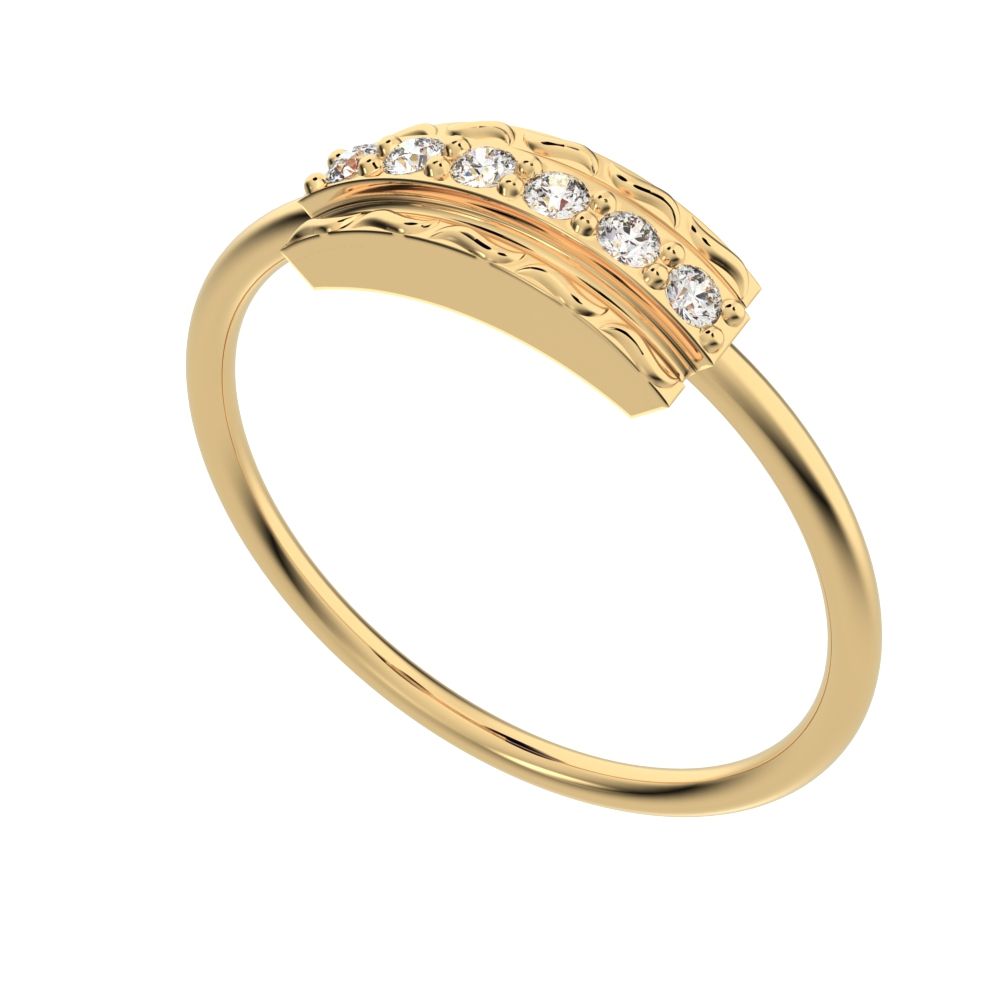 0.09 ct Round Cut Moissanite dainty Minimalist cluster textured channel infinity 14K / 18K Solid Yellow Gold everyday ring