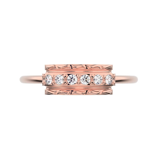 0.09 ct Round Cut Moissanite dainty Minimalist cluster textured channel infinity 14K / 18K Solid Rose Gold everyday ring
