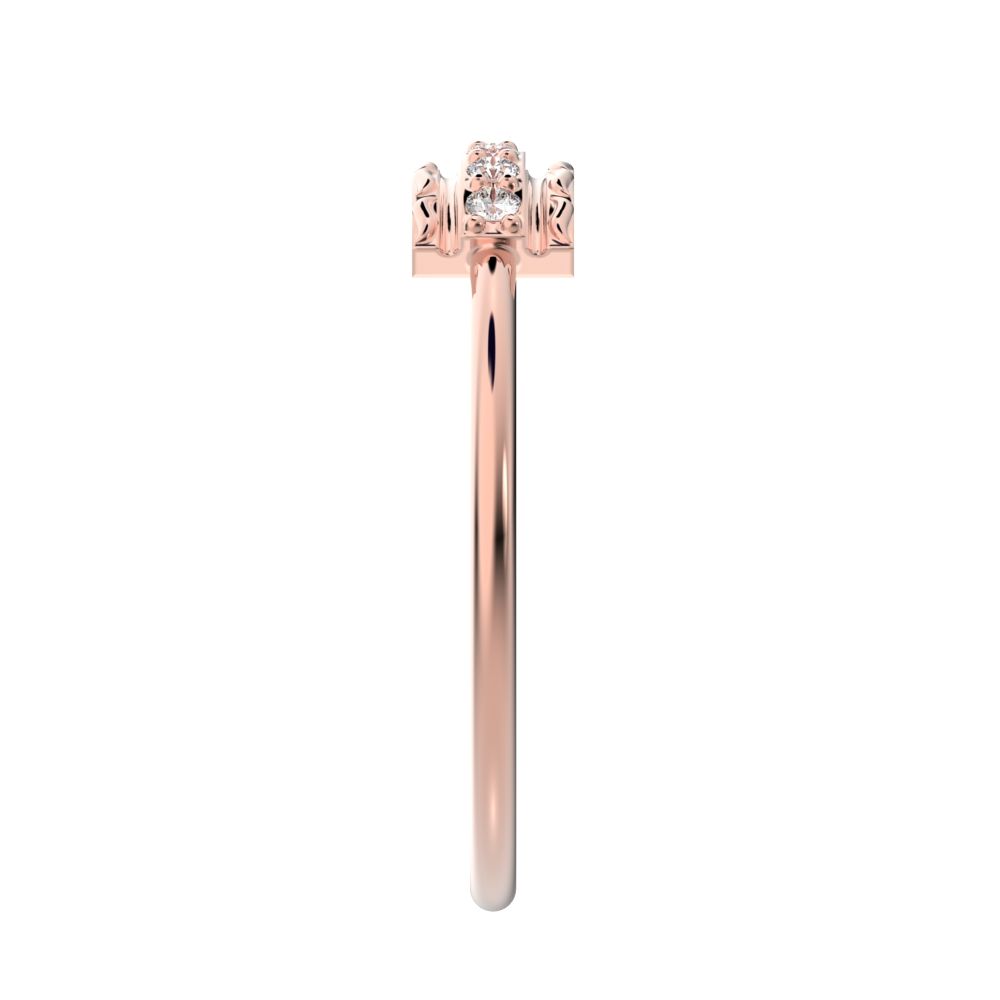 0.09 ct Round Cut Moissanite dainty Minimalist cluster textured channel infinity 14K / 18K Solid Rose Gold everyday ring