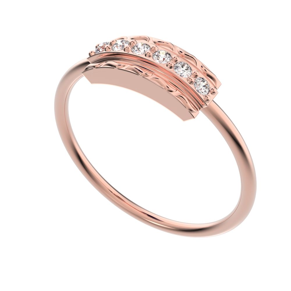 0.09 ct Round Cut Moissanite dainty Minimalist cluster textured channel infinity 14K / 18K Solid Rose Gold everyday ring