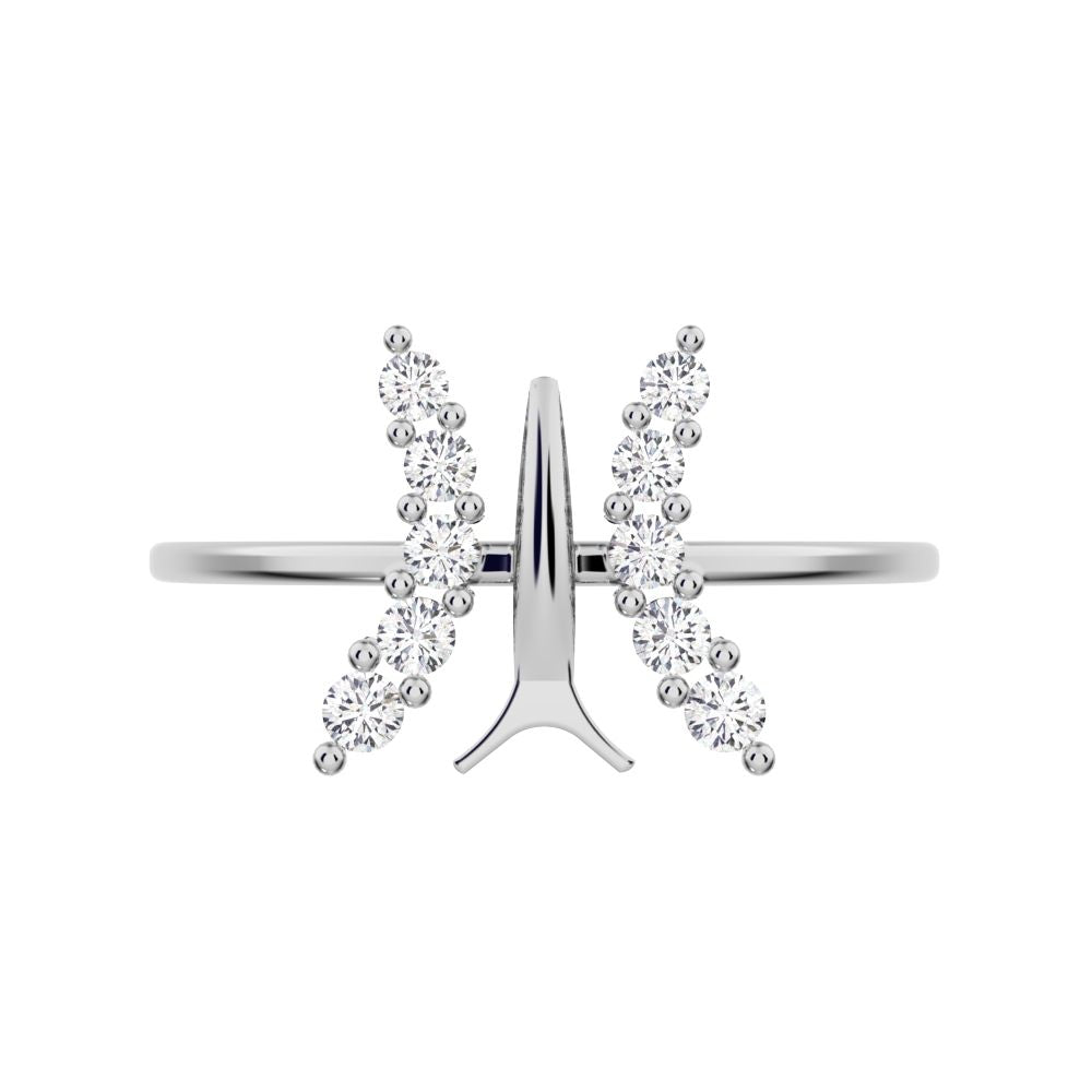 0.18 ct Round Cut Simulated Clear Diamond dainty Minimalist cluster butterfly floral infinity 14K / 18K Solid White Gold everyday ring