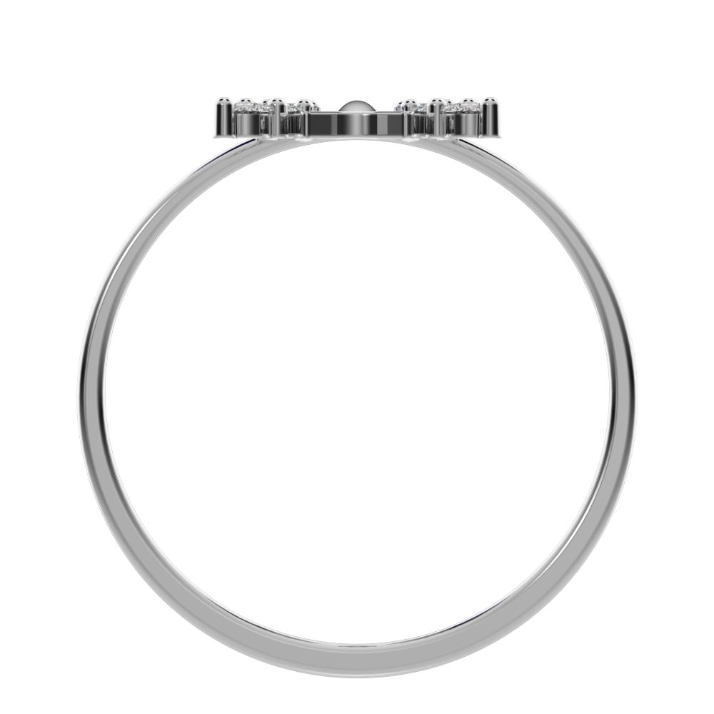 0.18 ct Round Cut Moissanite dainty Minimalist cluster butterfly floral infinity 14K / 18K Solid White Gold everyday ring