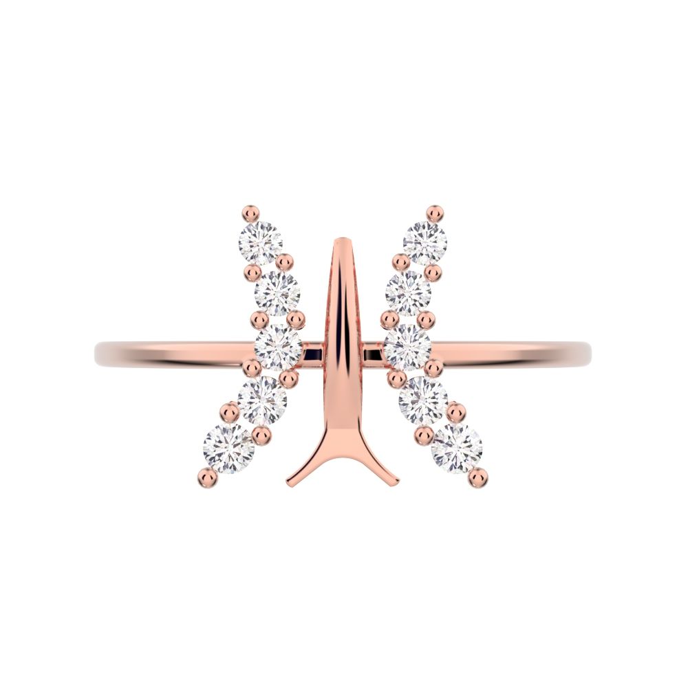 0.18 ct Round Cut Moissanite dainty Minimalist cluster butterfly floral infinity 14K / 18K Solid Rose Gold everyday ring