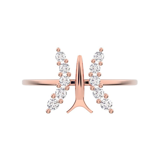 0.18 ct Round Cut Moissanite dainty Minimalist cluster butterfly floral infinity 14K / 18K Solid Rose Gold everyday ring