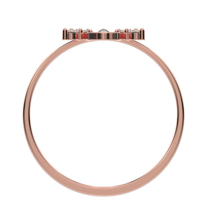 0.18 ct Round Cut Simulated Clear Diamond dainty Minimalist cluster butterfly floral infinity 14K / 18K Solid Rose Gold everyday ring