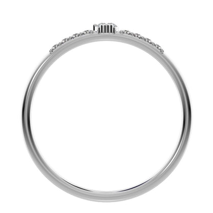 0.12 ct Round Cut Moissanite dainty Minimalist solitaire with accents vertical light simple 14K / 18K Solid White Gold everyday ring