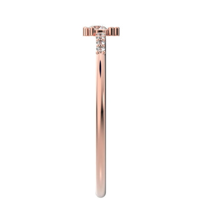 0.12 ct Round Cut Moissanite dainty Minimalist solitaire with accents vertical light simple 14K / 18K Solid Rose Gold everyday ring