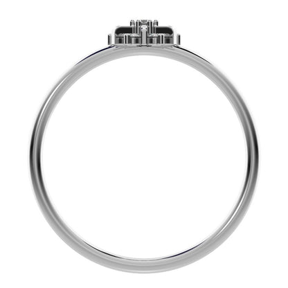 0.11 ct Round Cut Simulated Clear Diamond dainty Minimalist cluster halo floral star snow flake 14K / 18K Solid White Gold everyday ring
