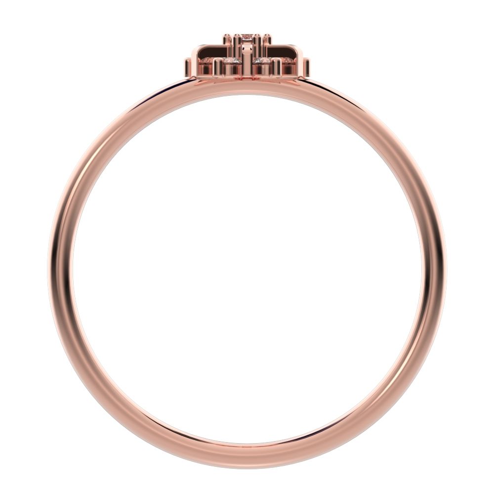 0.11 ct Round Cut Moissanite dainty Minimalist cluster halo floral star snow flake 14K / 18K Solid Rose Gold everyday ring