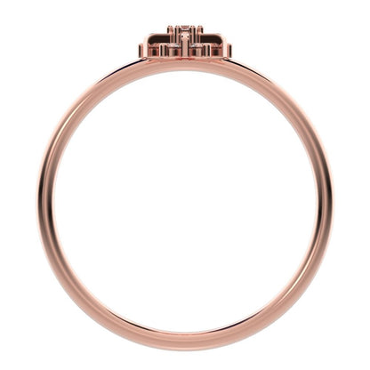 0.11 ct Round Cut Moissanite dainty Minimalist cluster halo floral star snow flake 14K / 18K Solid Rose Gold everyday ring