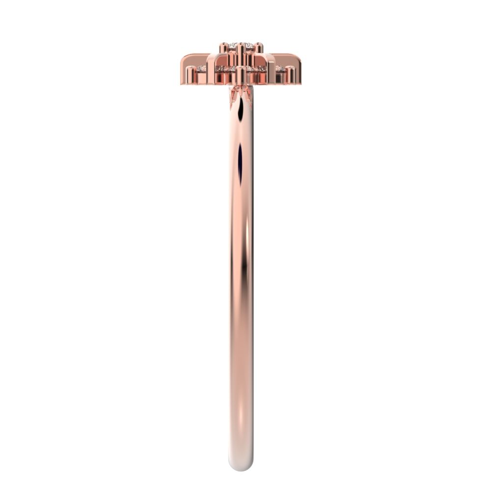 0.11 ct Round Cut Simulated Clear Diamond dainty Minimalist cluster halo floral star snow flake 14K / 18K Solid Rose Gold everyday ring
