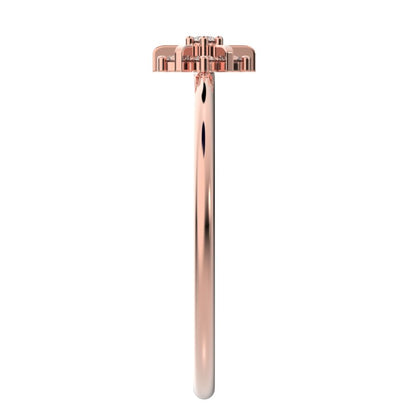 0.11 ct Round Cut Moissanite dainty Minimalist cluster halo floral star snow flake 14K / 18K Solid Rose Gold everyday ring