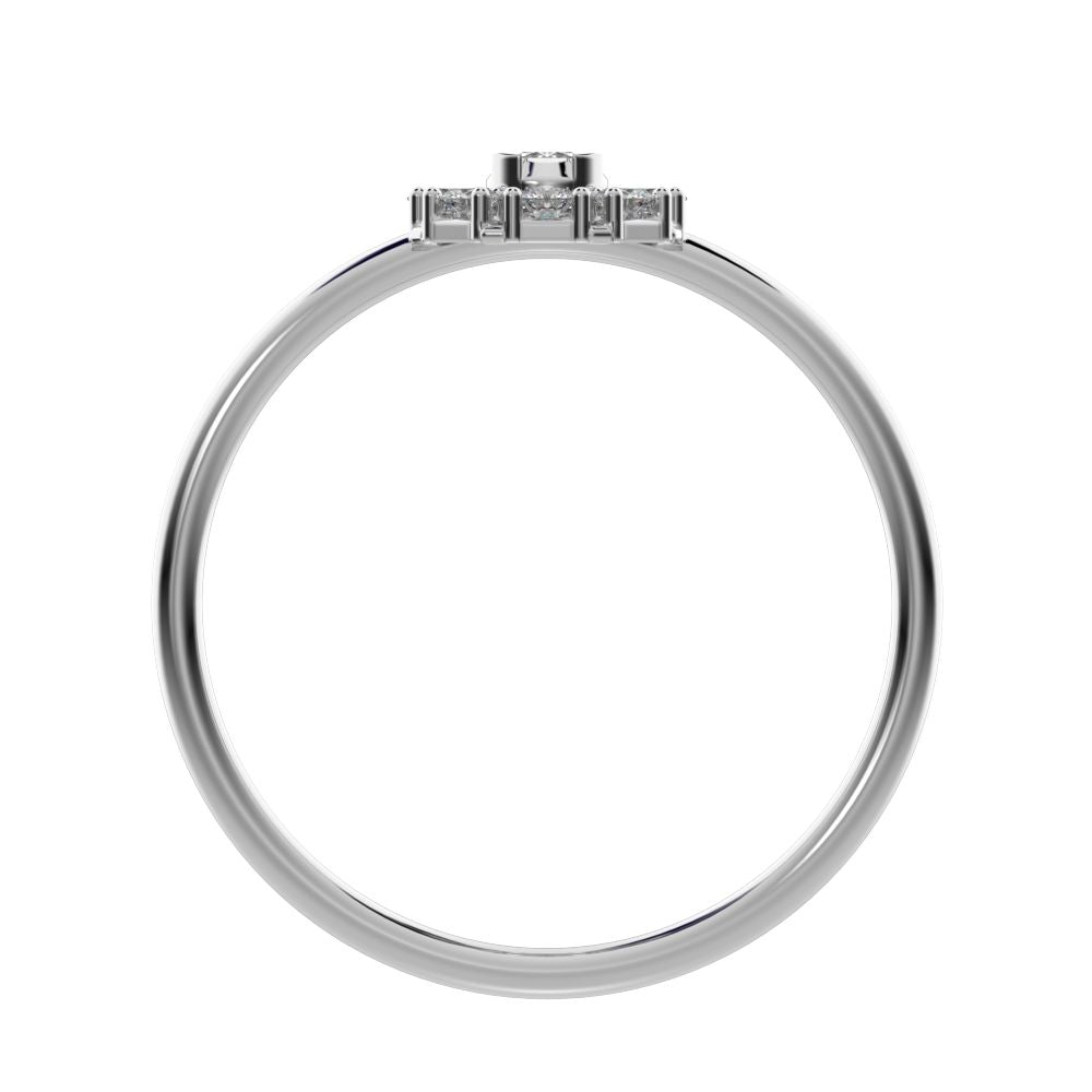 0.18 ct Round Cut Simulated Clear Diamond dainty Minimalist cluster halo floral star bezel 14K / 18K Solid White Gold everyday ring
