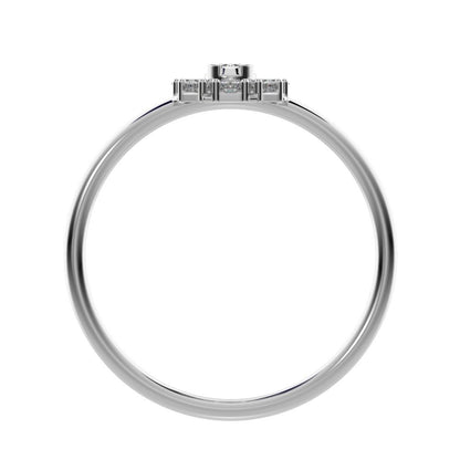 0.18 ct Round Cut Moissanite dainty Minimalist cluster halo floral star bezel 14K / 18K Solid White Gold everyday ring