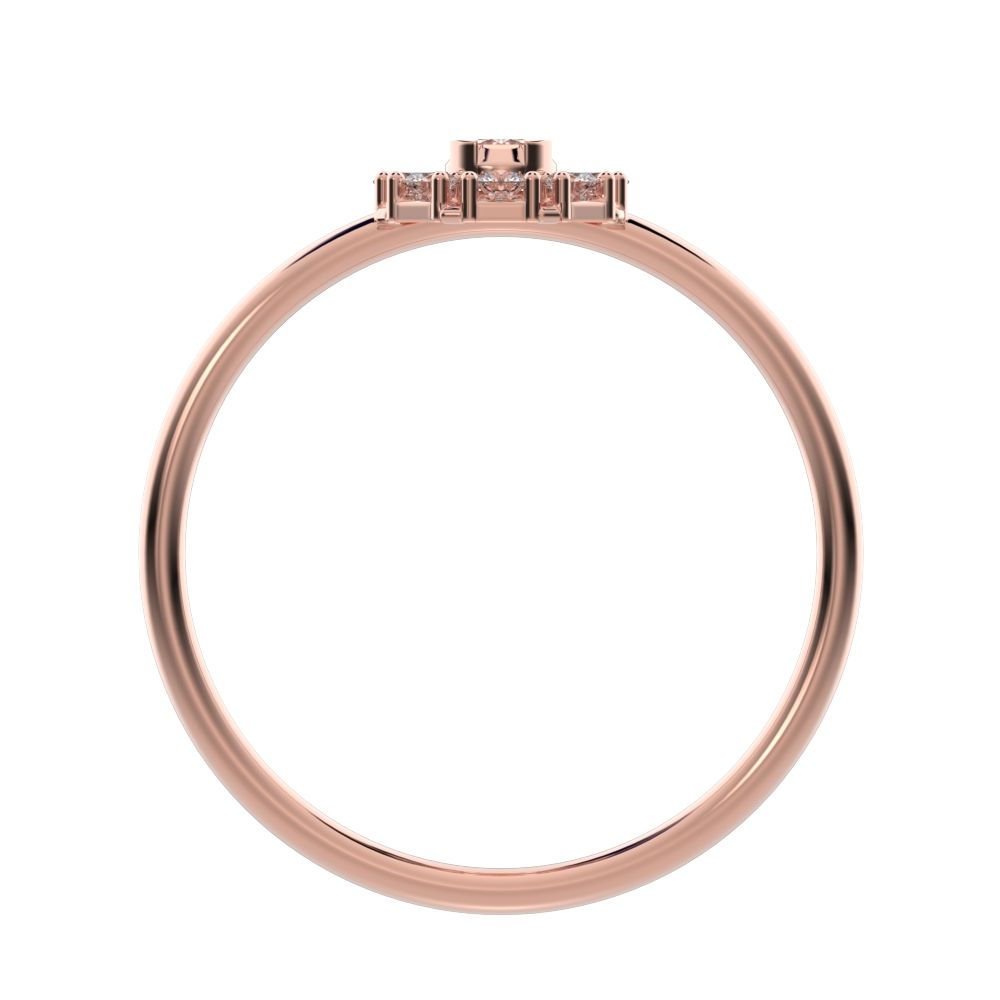 0.18 ct Round Cut Simulated Clear Diamond dainty Minimalist cluster halo floral star bezel 14K / 18K Solid Rose Gold everyday ring