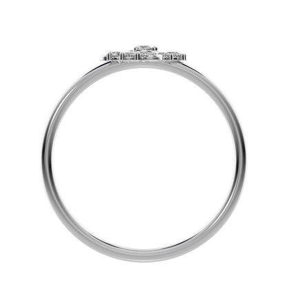 0.15 ct Round Cut Simulated Clear Diamond dainty Minimalist halo star simple Stackable floral 14K / 18K Solid White Gold everyday ring