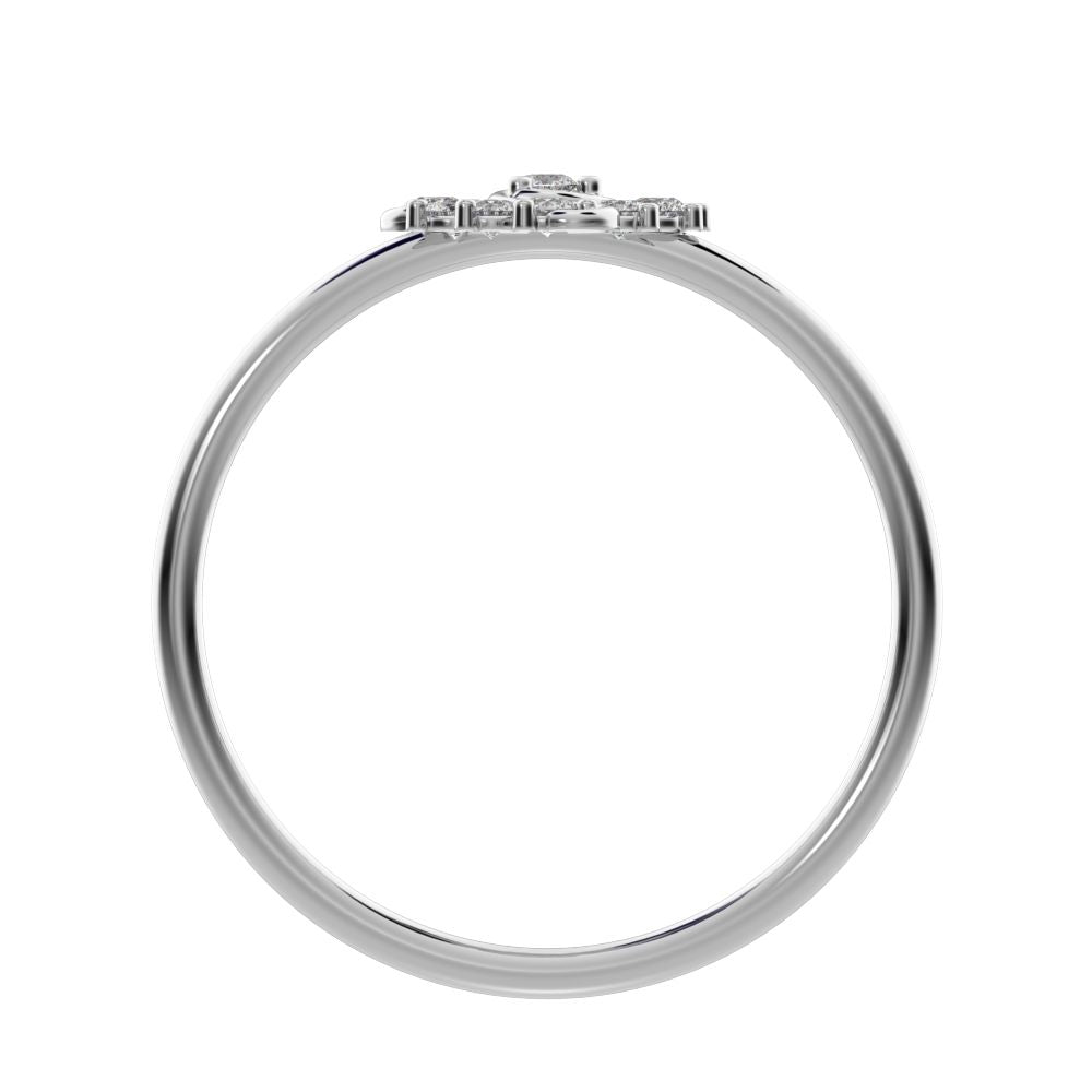 0.15 ct Round Cut Moissanite dainty Minimalist halo star cluster simple Stackable floral 14K / 18K Solid White Gold everyday ring