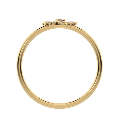 0.15 ct Round Cut Simulated Clear Diamond dainty Minimalist halo star simple Stackable floral 14K / 18K Solid Yellow Gold everyday ring