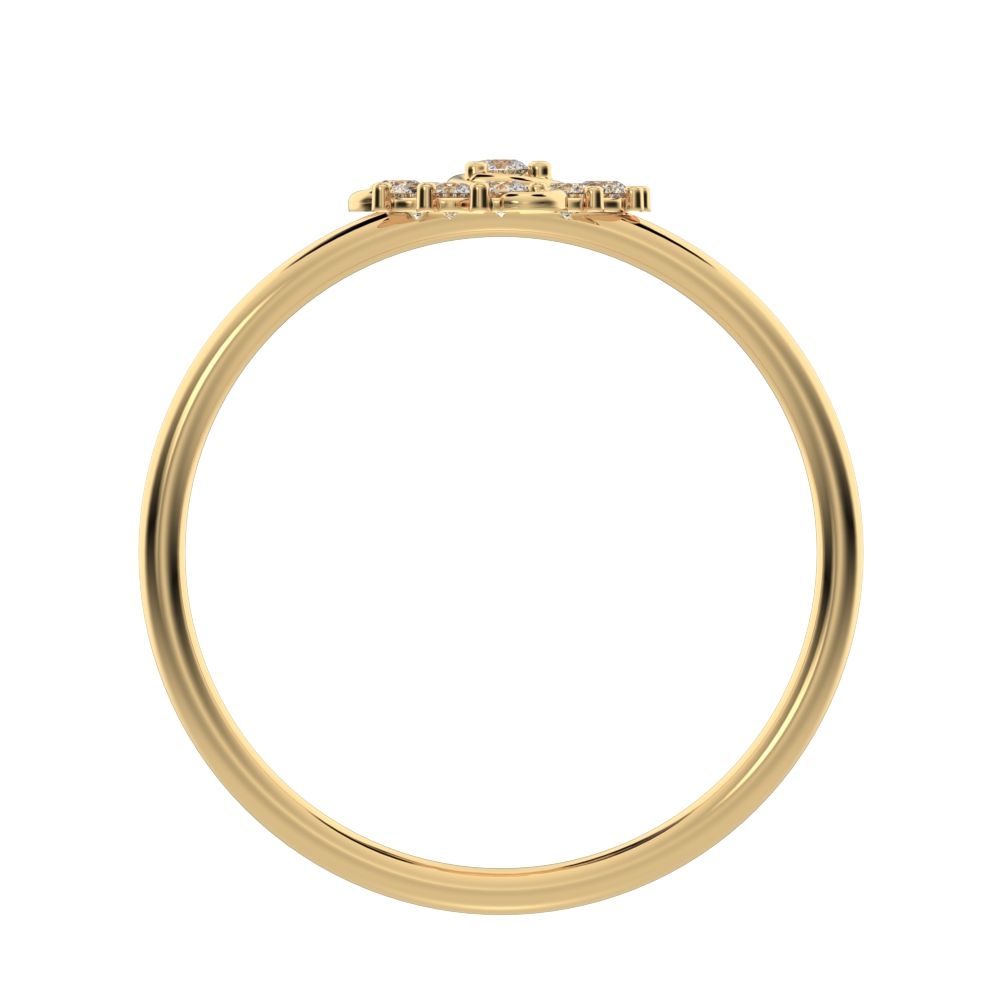 0.15 ct Round Cut Moissanite dainty Minimalist halo star cluster simple Stackable floral 14K / 18K Solid Yellow Gold everyday ring
