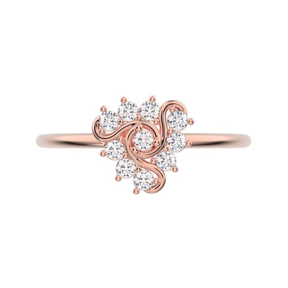 0.15 ct Round Cut Moissanite dainty Minimalist halo star cluster simple Stackable floral 14K / 18K Solid Rose Gold everyday ring