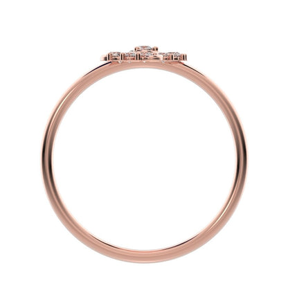 0.15 ct Round Cut Simulated Clear Diamond dainty Minimalist halo star simple Stackable floral 14K / 18K Solid Rose Gold everyday ring