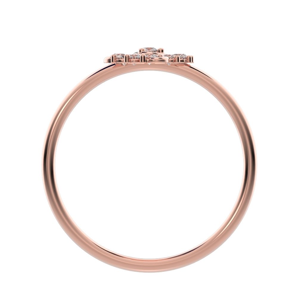 0.15 ct Round Cut Moissanite dainty Minimalist halo star cluster simple Stackable floral 14K / 18K Solid Rose Gold everyday ring