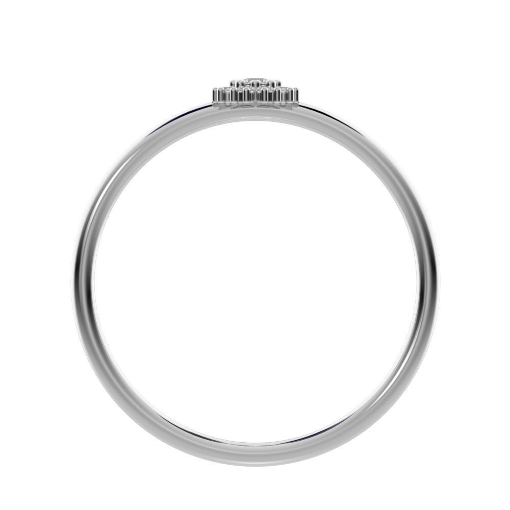 0.07 ct Round Cut Simulated Clear Diamond dainty Minimalist halo star cluster simple 14K / 18K Solid White Gold everyday ring