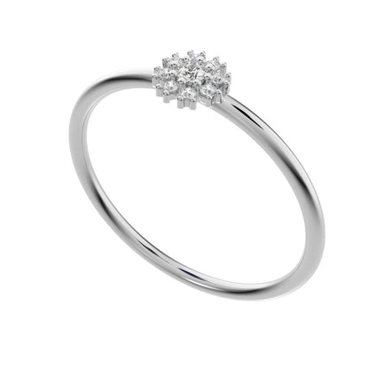 0.07 ct Round Cut Moissanite dainty Minimalist halo star cluster simple 14K / 18K Solid White Gold everyday ring