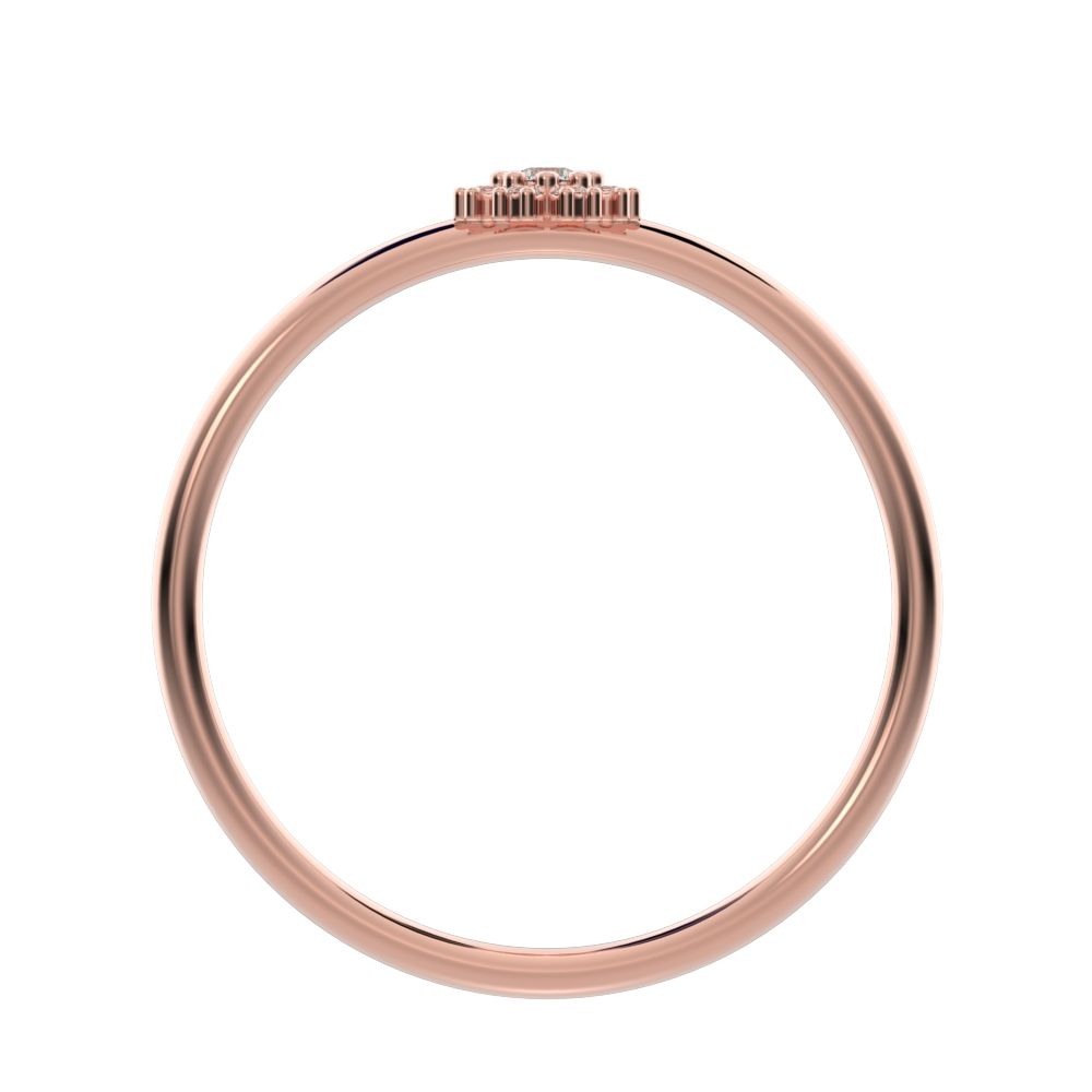 0.07 ct Round Cut Moissanite dainty Minimalist halo star cluster simple 14K / 18K Solid Rose Gold everyday ring