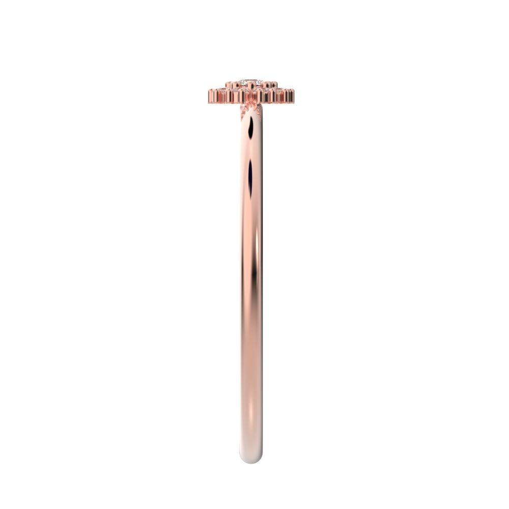 0.07 ct Round Cut Simulated Clear Diamond dainty Minimalist halo star cluster simple 14K / 18K Solid Rose Gold everyday ring