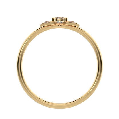0.135 ct Round Cut Simulated Clear Diamond dainty Minimalist halo star snow flake cluster 14K / 18K Solid Yellow Gold everyday ring