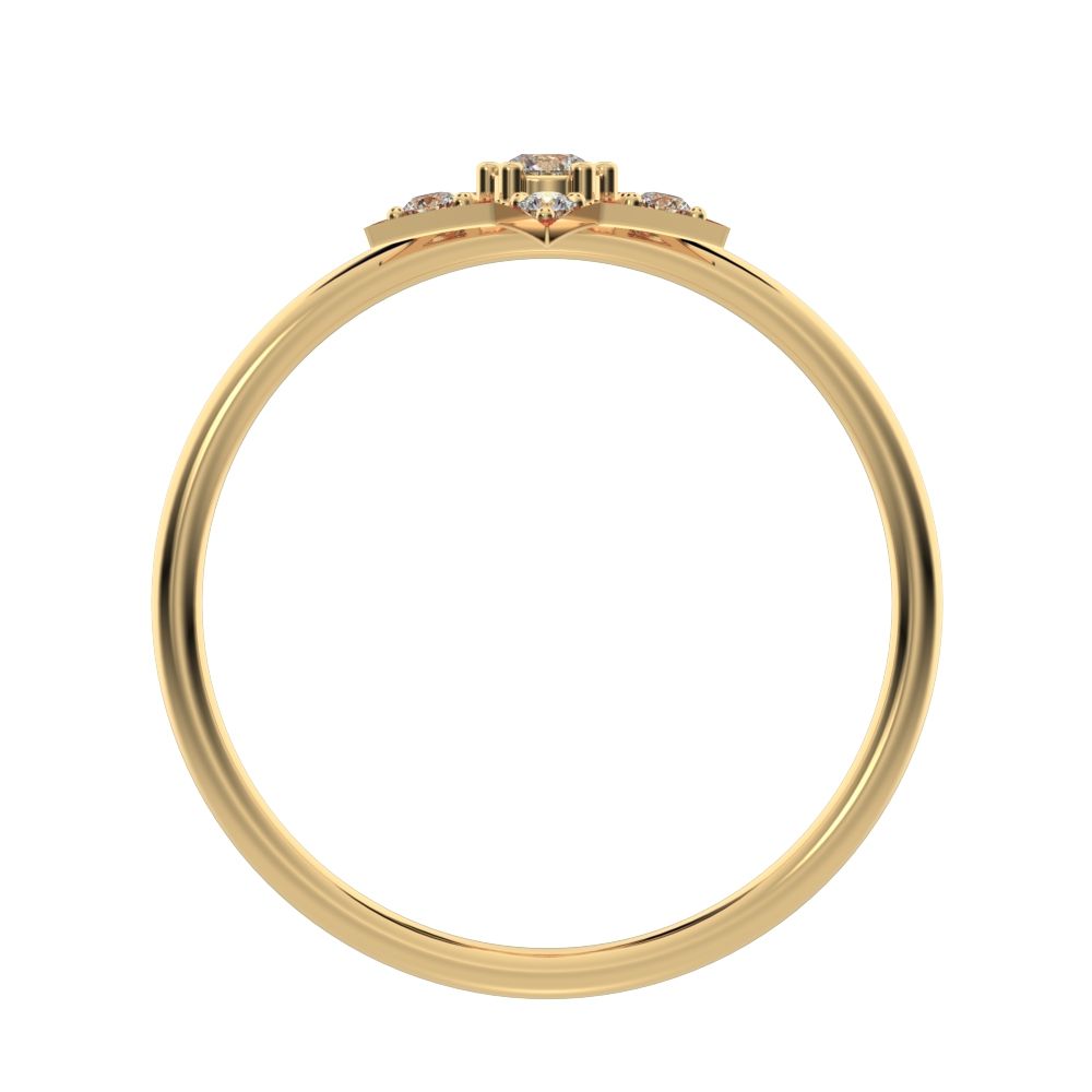 0.135 ct Round Cut Moissanite dainty Minimalist halo star snow flake cluster 14K / 18K Solid Yellow Gold everyday ring