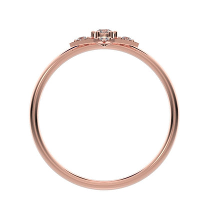 0.135 ct Round Cut Simulated Clear Diamond dainty Minimalist halo star snow flake cluster 14K / 18K Solid Rose Gold everyday ring
