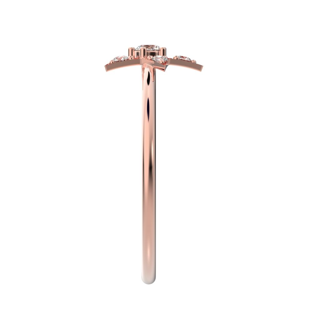 0.135 ct Round Cut Simulated Clear Diamond dainty Minimalist halo star snow flake cluster 14K / 18K Solid Rose Gold everyday ring