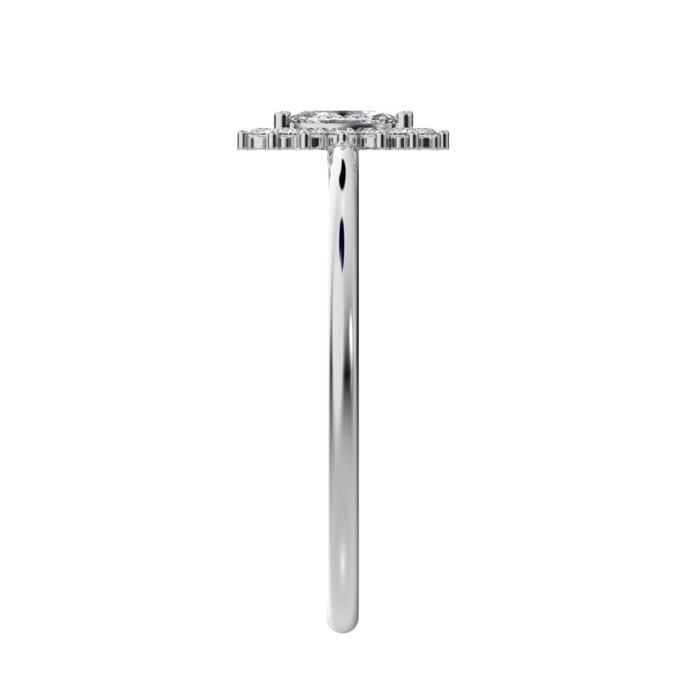 0.26 ct Marquise Cut Simulated Clear Diamond dainty Minimalist halo star cluster light 14K / 18K Solid White Gold everyday ring