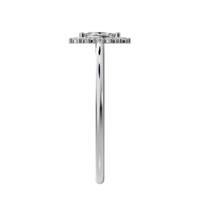 0.26 ct Marquise Cut Simulated Clear Diamond dainty Minimalist halo star cluster light 14K / 18K Solid White Gold everyday ring