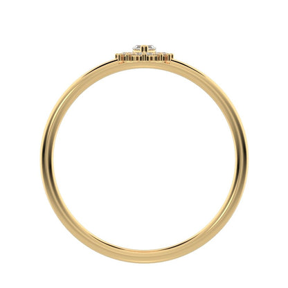 0.26 ct Marquise Cut Simulated Clear Diamond dainty Minimalist halo star cluster light 14K / 18K Solid Yellow Gold everyday ring