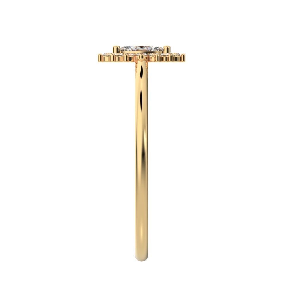 0.26 ct Marquise Cut Simulated Clear Diamond dainty Minimalist halo star cluster light 14K / 18K Solid Yellow Gold everyday ring