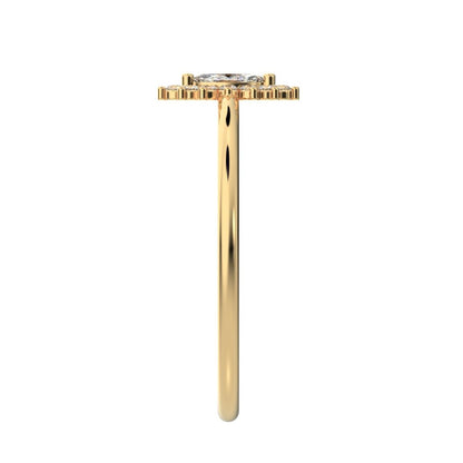 0.26 ct Marquise Cut Simulated Clear Diamond dainty Minimalist halo star cluster light 14K / 18K Solid Yellow Gold everyday ring