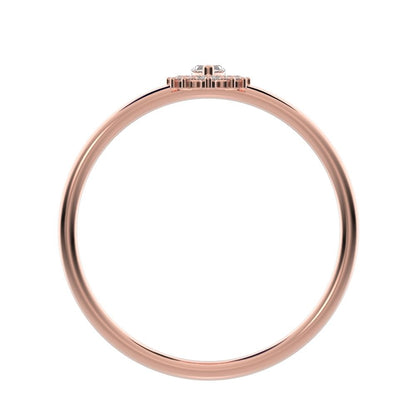 0.26 ct Marquise Cut Simulated Clear Diamond dainty Minimalist halo star cluster light 14K / 18K Solid Rose Gold everyday ring