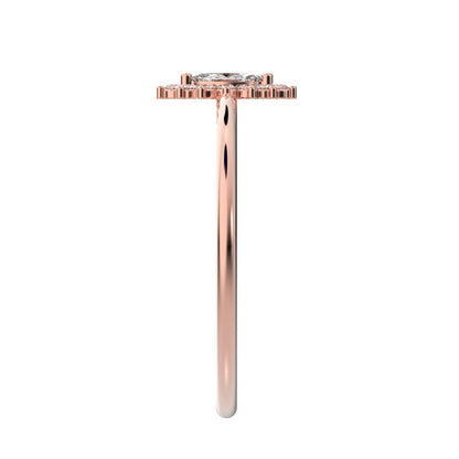 0.26 ct Marquise Cut Moissanite dainty Minimalist halo star cluster light 14K / 18K Solid Rose Gold everyday ring