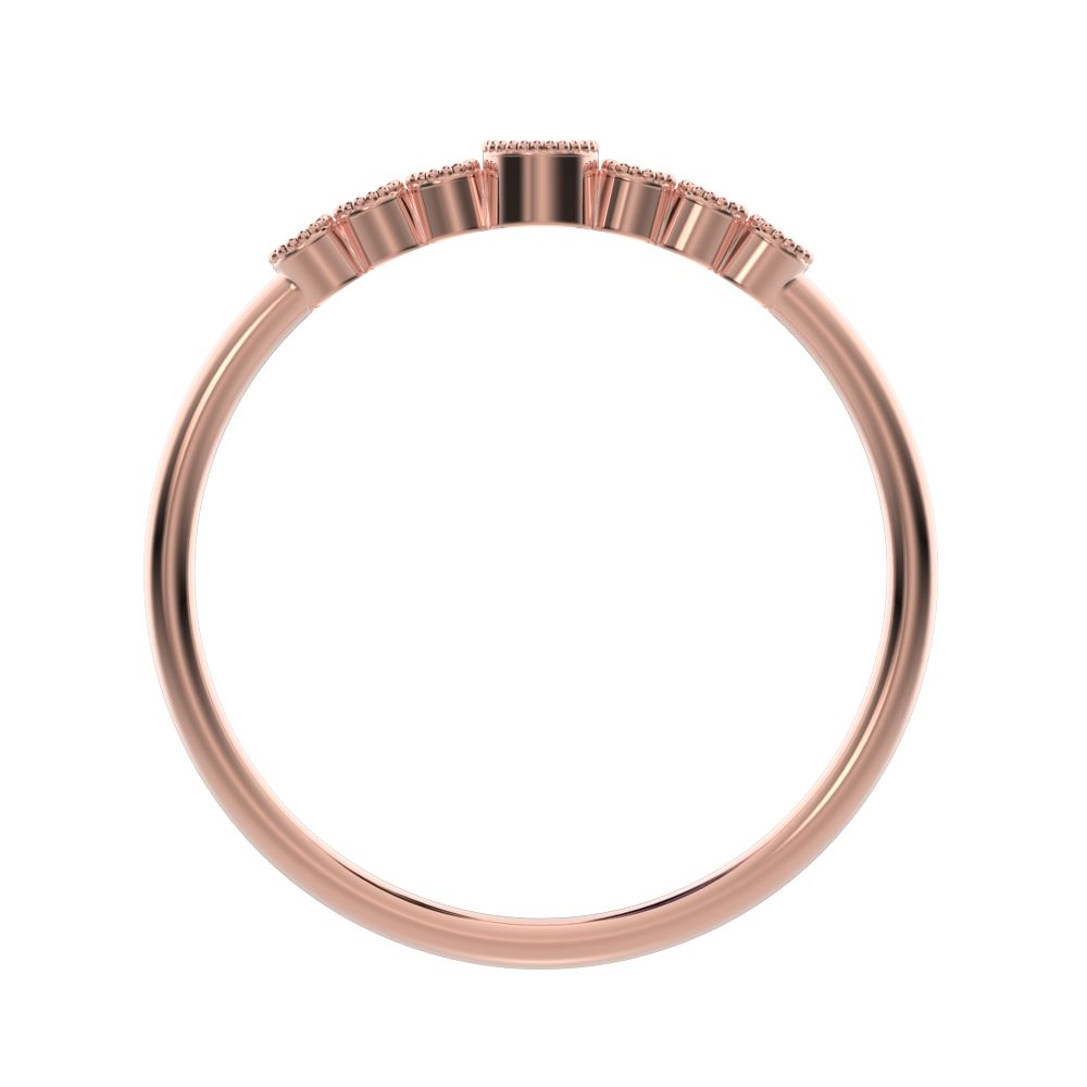 0.085 ct Round Cut Moissanite dainty halo Minimalist solitaire with accents bezel milgrain 14K / 18K Solid Rose Gold everyday ring