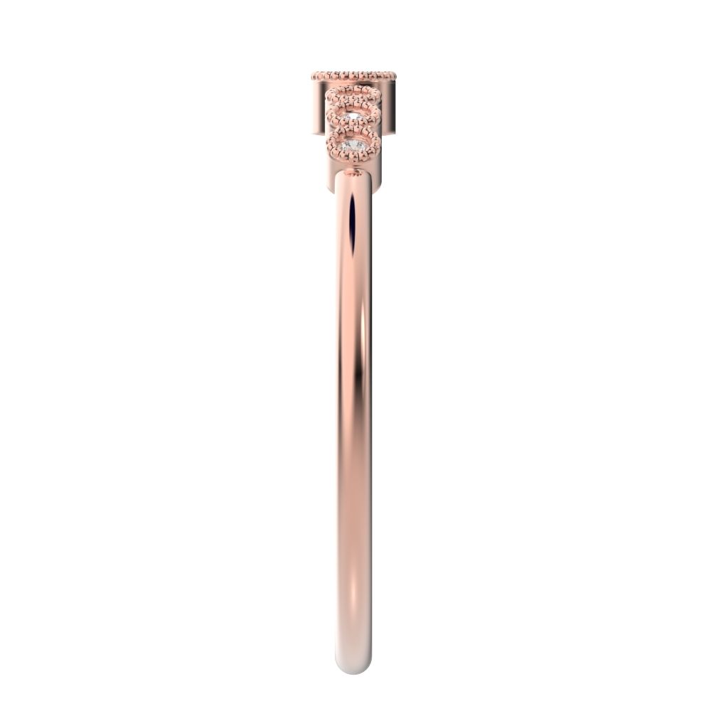 0.085 ct Round Cut Simulated Clear Diamond dainty halo Minimalist solitaire with accents milgrain 14K / 18K Solid Rose Gold everyday ring