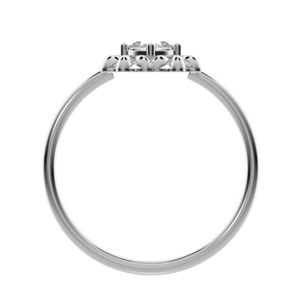 0.43 ct Cushion Cut Simulated Clear Diamond dainty Minimalist halo star cluster heart 14K / 18K Solid White Gold everyday ring