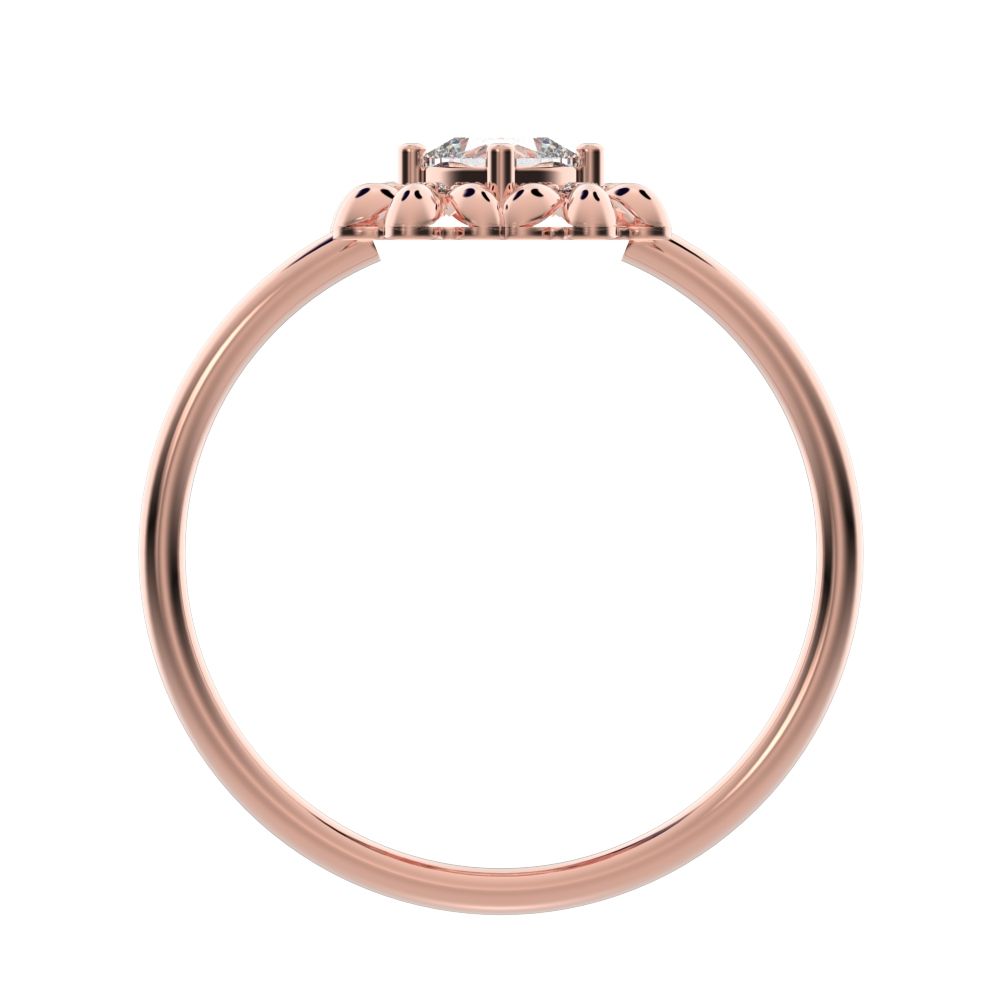 0.43 ct Cushion Cut Simulated Clear Diamond dainty Minimalist halo star cluster heart 14K / 18K Solid Rose Gold everyday ring