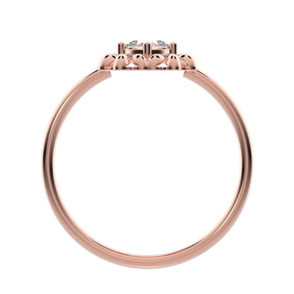 0.43 ct Cushion Cut Moissanite dainty Minimalist halo star cluster heart 14K / 18K Solid Rose Gold everyday ring