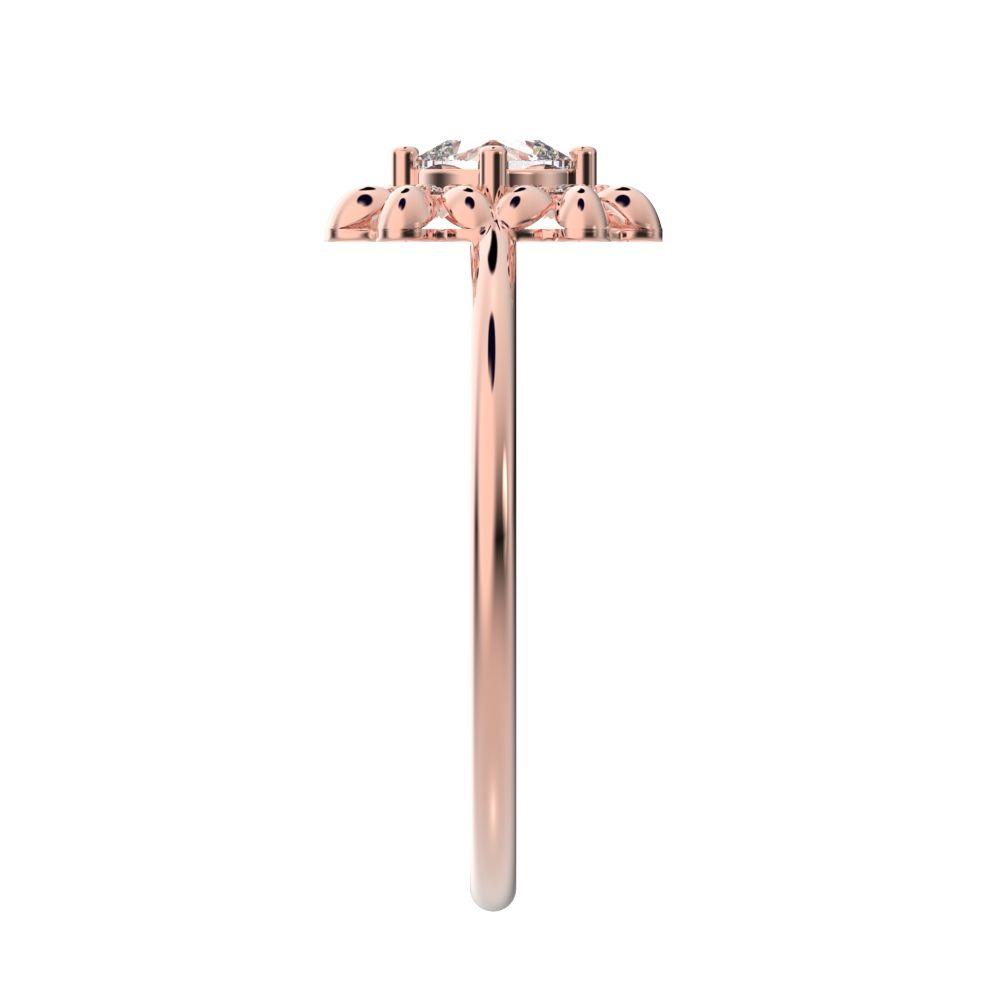 0.43 ct Cushion Cut Simulated Clear Diamond dainty Minimalist halo star cluster heart 14K / 18K Solid Rose Gold everyday ring